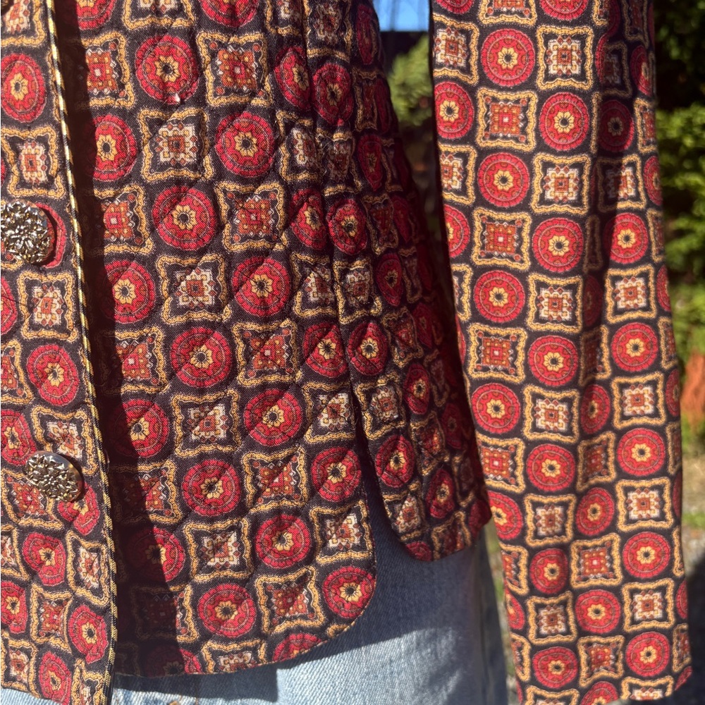 Vintage Lindor Button-Up Blouse Boho Geometric Print Sz M - Picture 5 of 9